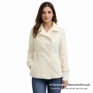 Jack by BB Dakota Medium Winter White Peacoat Jacket Double
